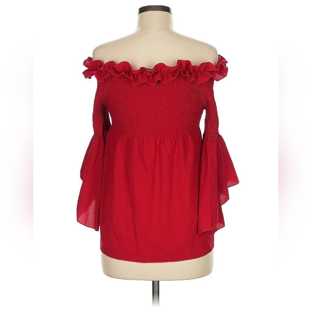 SHEIN Red Ruffle Off-Shoulder Blouse - Picture 2 of 5